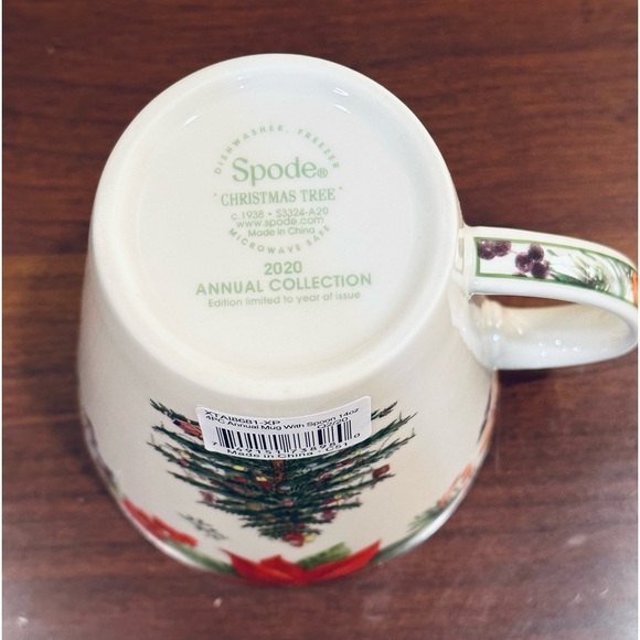 🎄🌟HP🌟Spode 2020 Set of 2 Earthenware Christmas Tree Poinsettia Mugs & Spoons - Picture 9 of 13